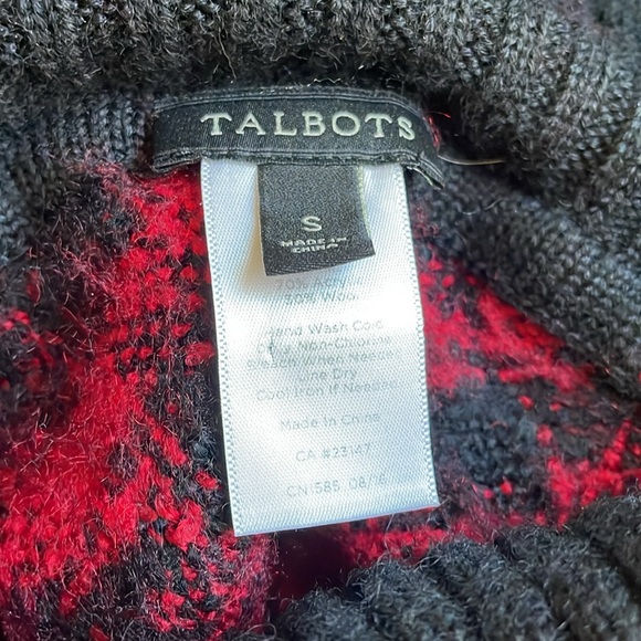 Sweater Poncho Talbots black red acrylic wool blend SIZE Small - Picture 5 of 6